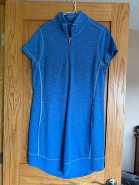 Tommy Bahama Blue Short Sleeve Half-Zip Tobago Bay Dress